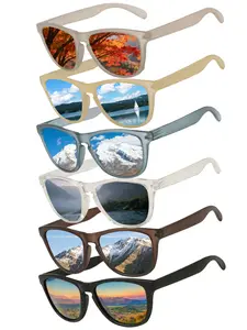 PolChic 6 pairs of sunglasses with UV protection, driving sunglasses, fashionable glasses for men and women, versatile and easy to match, multi-color combination glasses Square Mirrored Shades