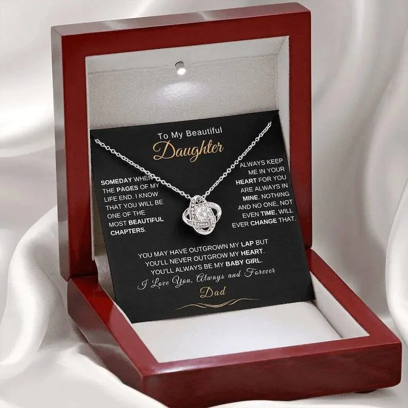 To My (Step) Daughter, Love Knot Necklace, Daddy Daughter Gift, Birthday Present For Daughter, Heartfelt Gift From Dad, You Are Braver Than You Believe, Stepdaughter Jewelry, Elegant Sterling Silver Pendant, Special Occasion Expression of Love