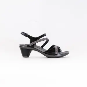 Naot Innovate (Women's) - Black Madras Lthr/Black w/ Clear Rhinestones