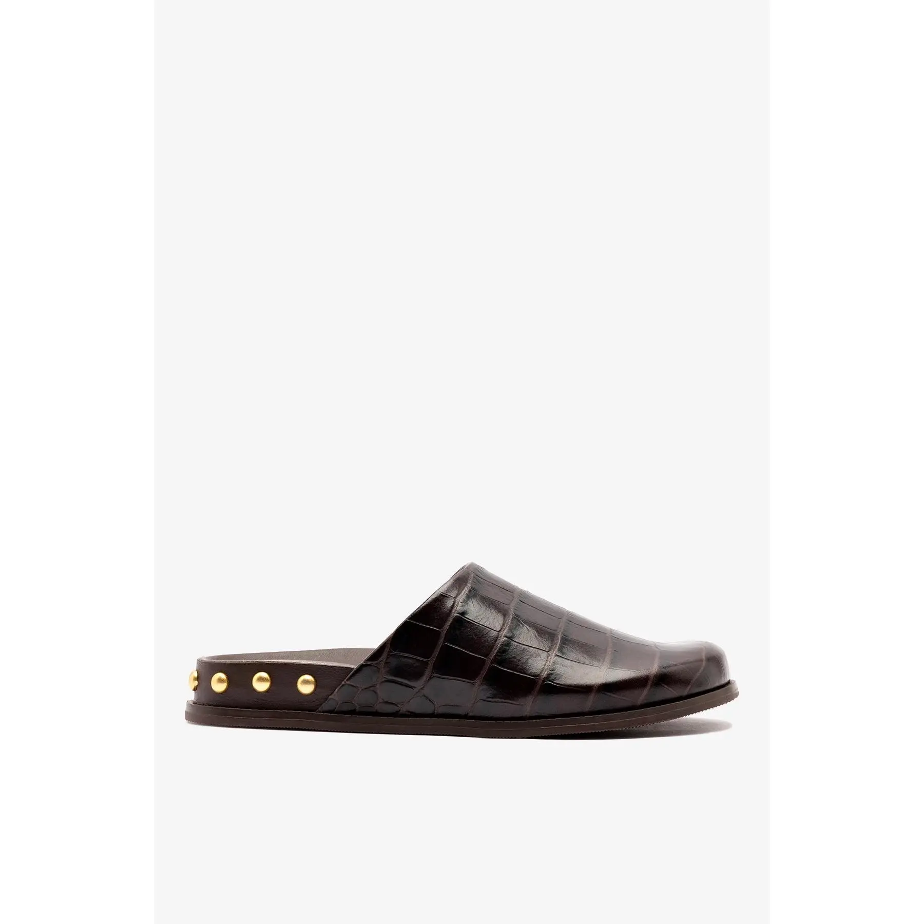Larroudé x Kenneth Cole: Clog Dark Oak Croco Leather