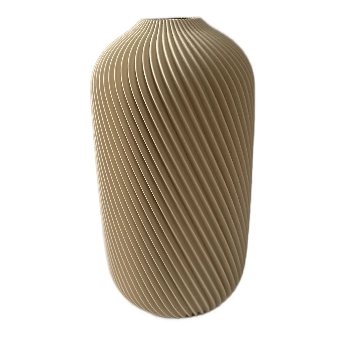 White Oak Ribbed Spiral Vase - Elegant Design, Natural Finish, Ideal for Home Decor