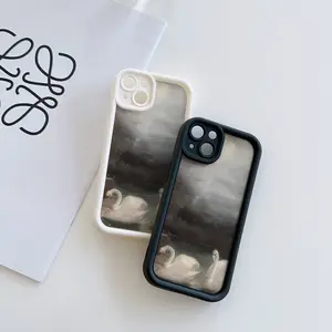 A Beautiful Artistic White Swan Pattern Matte Phone Case, Suitable for iPhone 17 Air/16 Plus/15 Pro Max/14 Pro/13/12/11/XS Max/X Phone Case, Ideal Gift for Family, Friends, Lovers, Boyfriend, Girlfriend, Best Choice for Holiday Gifts TY863