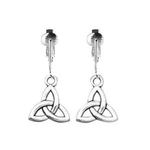 Silver Trinity Knot Clip On Dangling Earrings