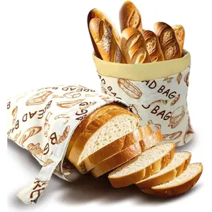 2 Pack  Beeswax  Wraps Bread Bags for Homemade Breads Loaf,  Storage Containers,   XL Sourdough Beeswax Bread Bag Supplies Sandwich Wrapper, Sustainable,  Keeping