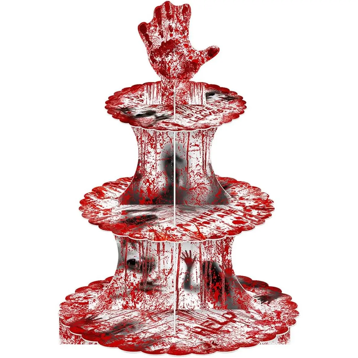 Halloween Bloody Cupcake Stand 12Inch Cardboard Cupcake Tray for Scary Halloween Party Supplies Bloody Zombie Horror Movie Birthday Party Decorations