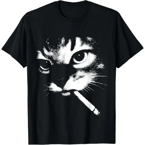 Men's 100% Cotton Breathable Funny Cat Meme Graphic T-Shirt - Menswear, Classic Casual, Regular Fit, Round Neck, Short-Sleeve Streetwear Top, Machine Washable, for Weekend Wear, Joggers Pairing