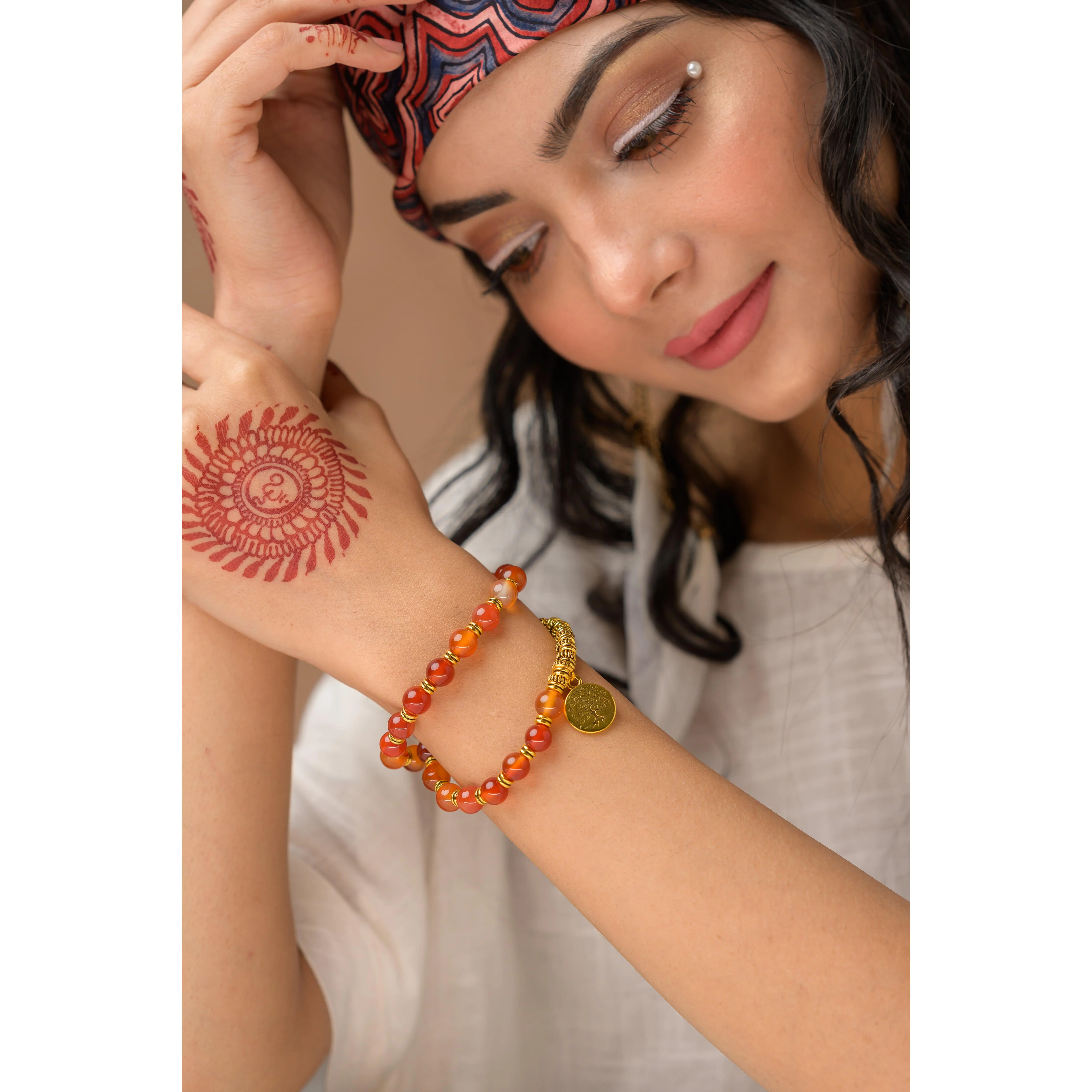 Carnelian with Tree of Life Charm Bracelet