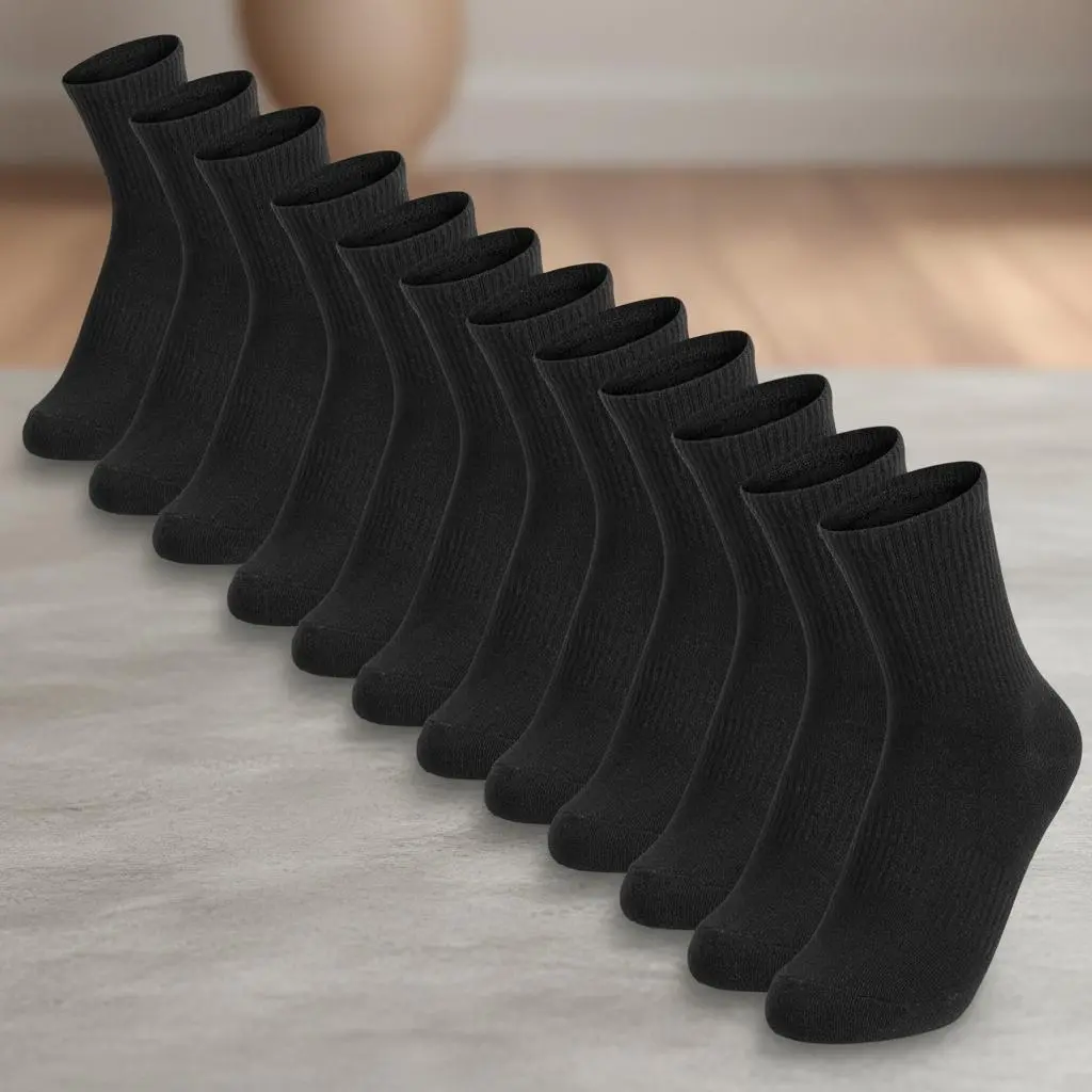 12 Packs Crew Socks for Womens and Men Cushioned Long Socks Cotton Athletic Socks for Hiking Running(6 Pairs)