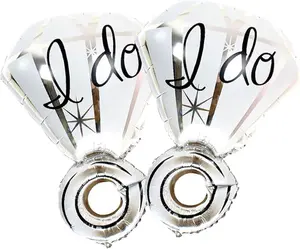 2 PCS Diamond Ring Balloons Sliver I Do Balloon Foil Aluminum Bridal Shower Wedding Party Anniversary Engagement Party Valentine Decoration