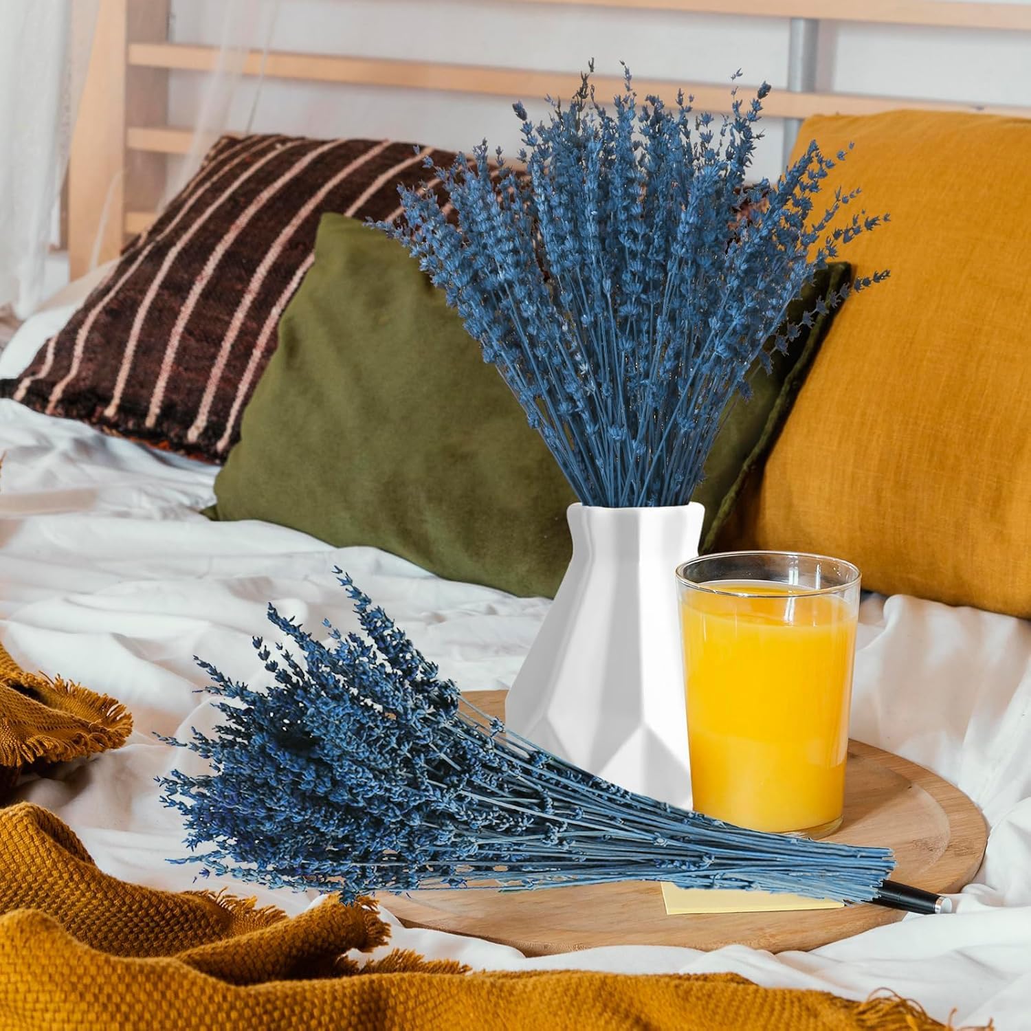 Mother’s Day Lavender Gift – Dried Lavender Flowers Bundle 15–17", Aromatherapy Fragrance Bouquet for Home, Shower, Wedding & Crafts (4.23oz Blue, 4 Packs)