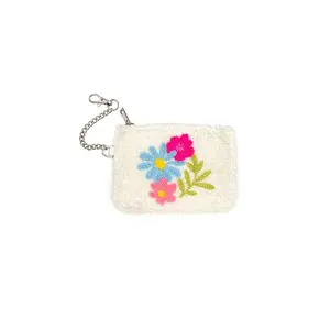 Flower Bloom Key Chain Pouch | Cute Mini Bag Organizer & Wallet for Keys, Coins, Multi-Card  & Small Makeup Essentials - Portable Zipper Pouch for Bag Charm
