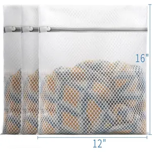 3Pcs Durable Honeycomb Mesh Laundry Bags for Delicates 12 x 16 Inches (30cm*40cm)