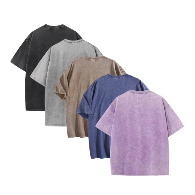 1-2 Pack Vintage Washed T-Shirts 100% Cotton Oversized Unisex Tees Retro Y2K Streetwear Casual Soft Breathable Summer Tops Viral TikTok Trendy Aesthetic Everyday Tee Premium Tagless Comfortable Value Bundle for Men Women Daily Wear
