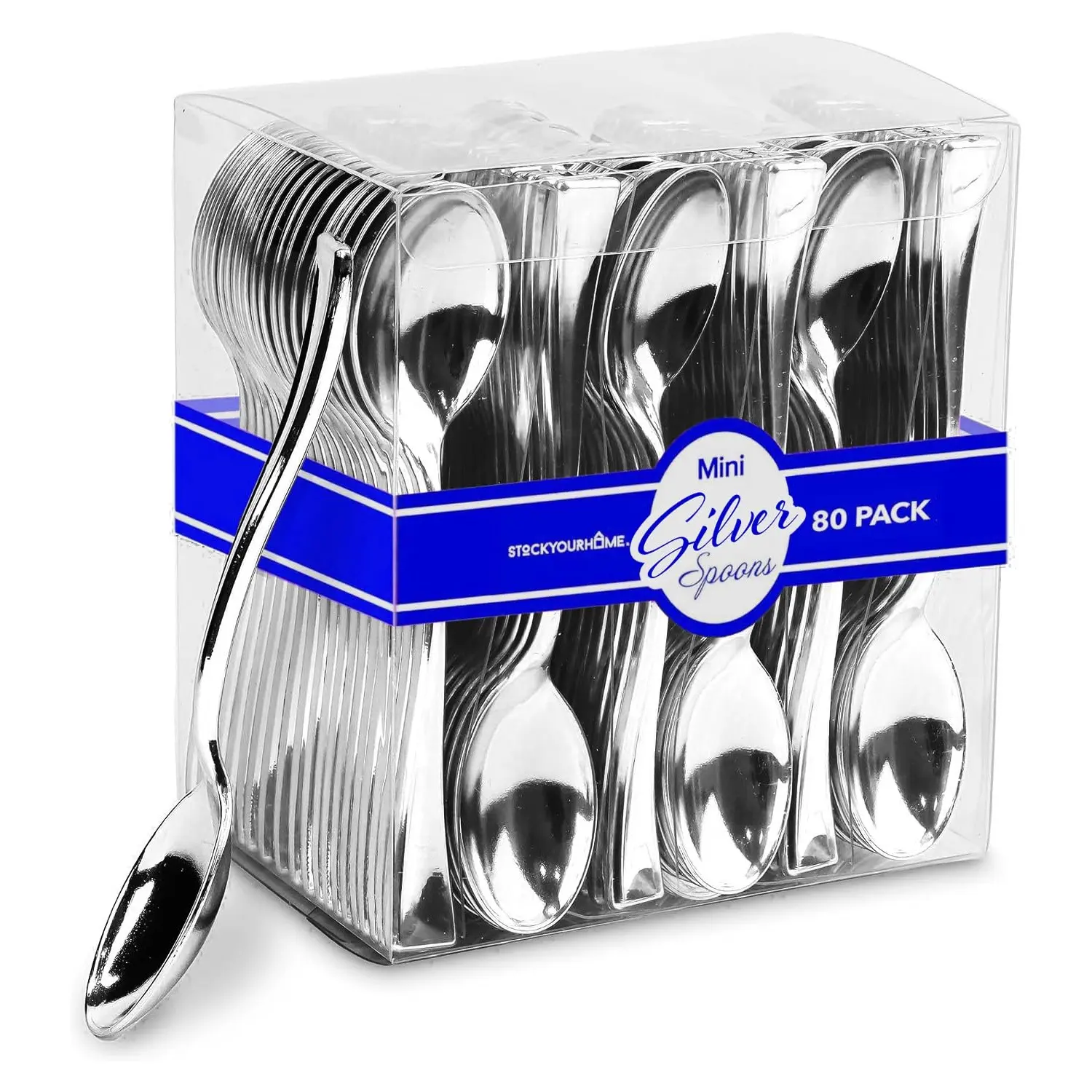 Silver Mini Spoons (80 Count) - 4 Inch Disposable Appetizer Spoons for Cocktail Hour, Wedding Reception, Food Samples, Holiday Parties