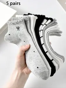 Women's Breathable Cute Bow Pattern Sports Casual Socks, Perfect for Daily Wear and Outdoor Use, All Seasons, Sizes 36-42, Athletic Socks