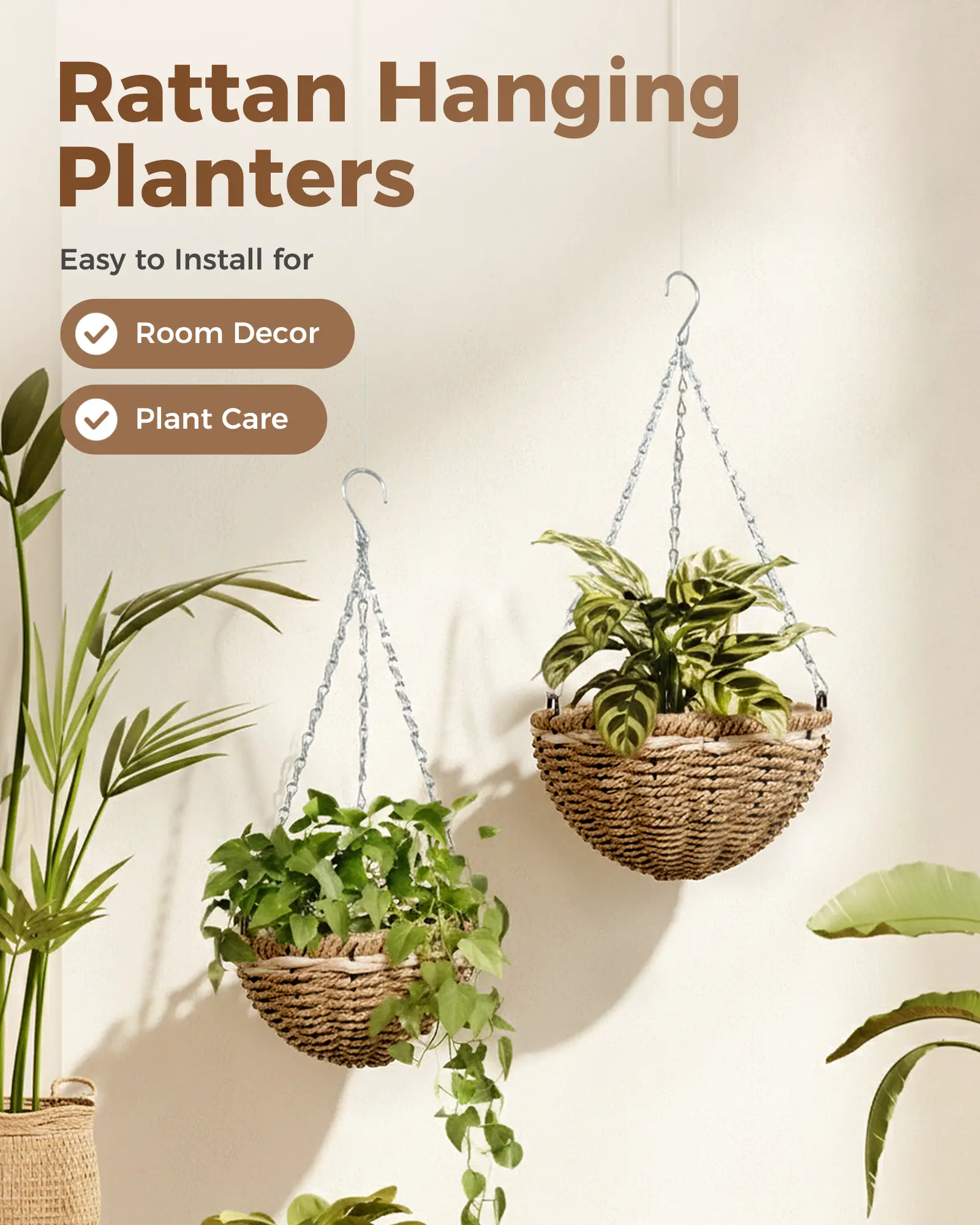 Macrame Plant Hanger Hanging Basket with Metal Frame Plant Hanger Hanging  Planters for Indoor Plants for Patio Garden Boho Home Decor Vertical  Planters 2 Pack - TikTok Shop