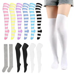  3/6 pairs of High Waisted Knee High Socks9.45in  - Knee High Support Hosiery, Polyester Knit Fabric, Moisture-Wicking, for Sports, Fitness, Work, Travel - Hand Washable Party Comfortable
