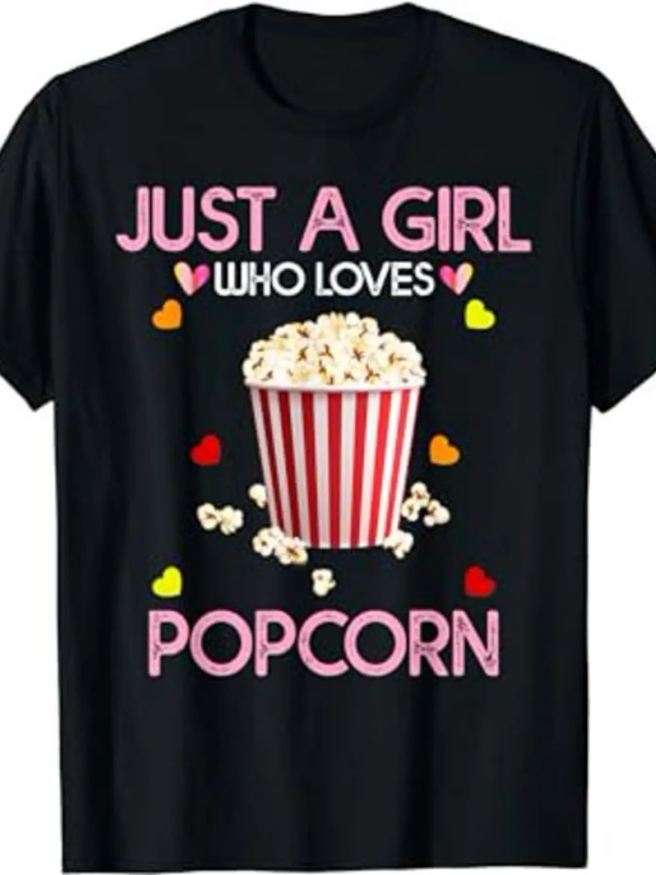 Popcorn Shirt for Women Just A Girl Who Loves Popc unisex soft cotton short sleeve t shirt, vintage graphic casual tee for men women teens, perfect birthday holiday gift for camping travel gym daily street  wear