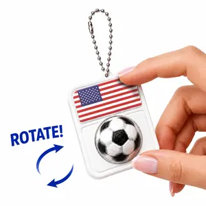 Fidget toy keychain pendant - American football spinner and 3D printed flag button presser for focus training