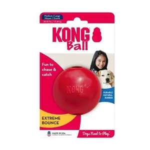 KONG Ball Red for Dogs – Durable Natural Rubber, Strong Bounce & Fetch Toy