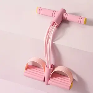 4-Tube Elastic Yoga Pedal Resistance Bands, Multifunctional Pedal Pull Rope Resistance Bands, Ankle Pullers for The Pedal, AB Fitness Equipment for Sit-Up Exercises, Yoga Stretching And Slimming Training Equipment