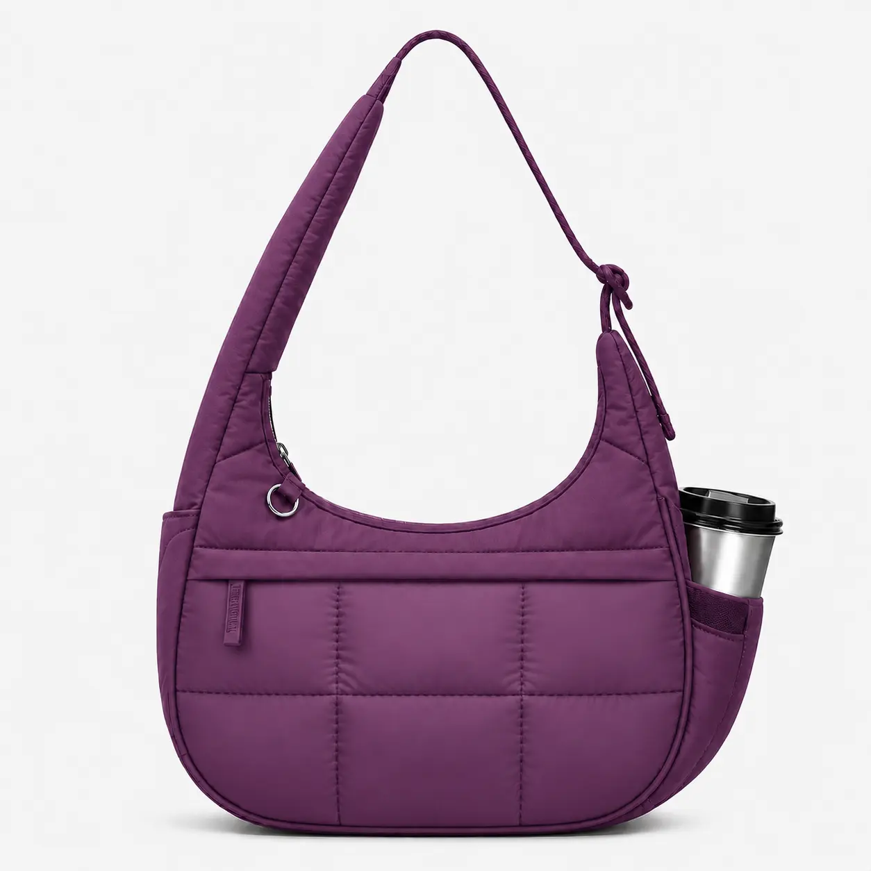 Five Seasons Home Quilted Crescent Shoulder Bag for Women Soft Nylon Multi-Pocket Everyday Organizer Lightweight Chic Design Pink Multifunctional with Elastic Side Pocket Casual Commuter Bag
