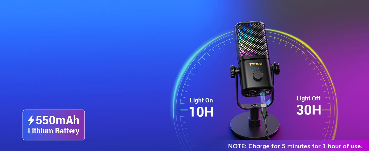 TONOR TCX3 Xbox Gaming Microphone with Boom Arm, RGB Condenser, Fast Charging, Low Noise, Compatible with Capture Card, 1.12 lb, One Tap Mute