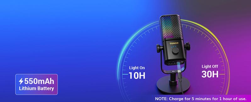 TONOR TCX3 Xbox Gaming Microphone with Boom Arm, RGB Condenser, Fast Charging, Low Noise, Compatible with Capture Card, 1.12 lb, One Tap Mute