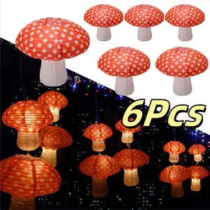 6Pcs Mushroom Paper Lanterns for Jungle Wonderland Themed Birthday Party Decor 3D Mushroom Ornament for Shower Wedding Wonderland Party (14/12/8 inch)- Home Improvement. Decoration Steel Fairy Stainless Garland