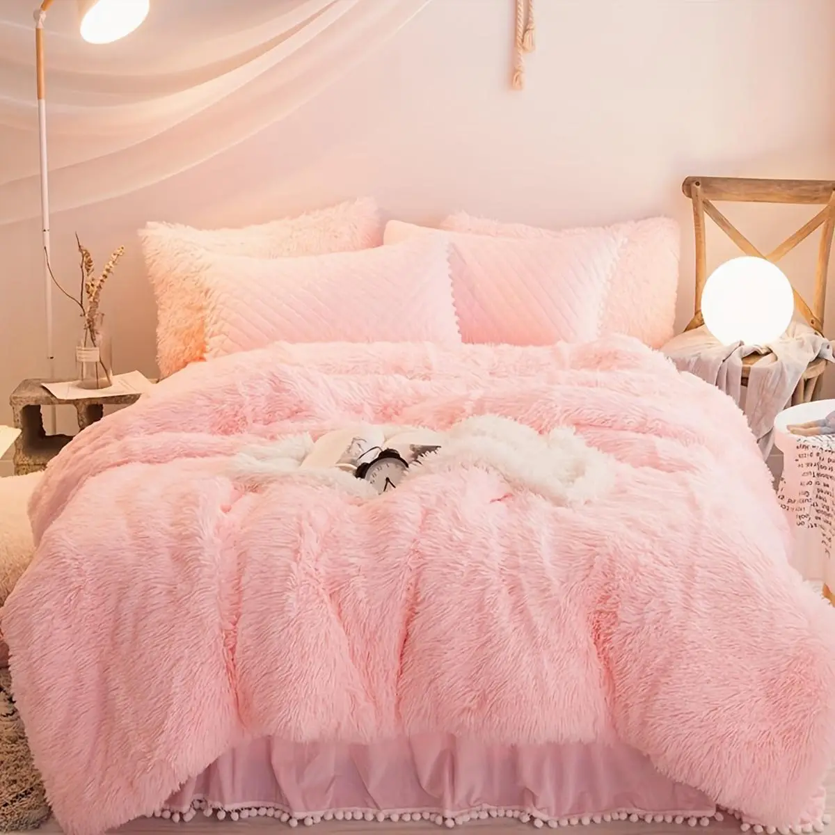 Solid Color Plush Duvet Cover Set, 3 Counts/set Including 1 Count Duvet Cover and 2 Counts Pillowcase without Filler, Soft Comfortable Bedding Supplie