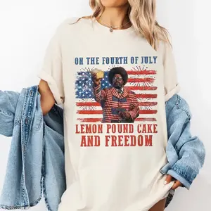 4th July Lemon Pound Cake and Freedoom Afroman Trial Meme Shirt, 4th July Shirt Unisex Cotton T-shirt for Men for Women Menswear Womenswear Top