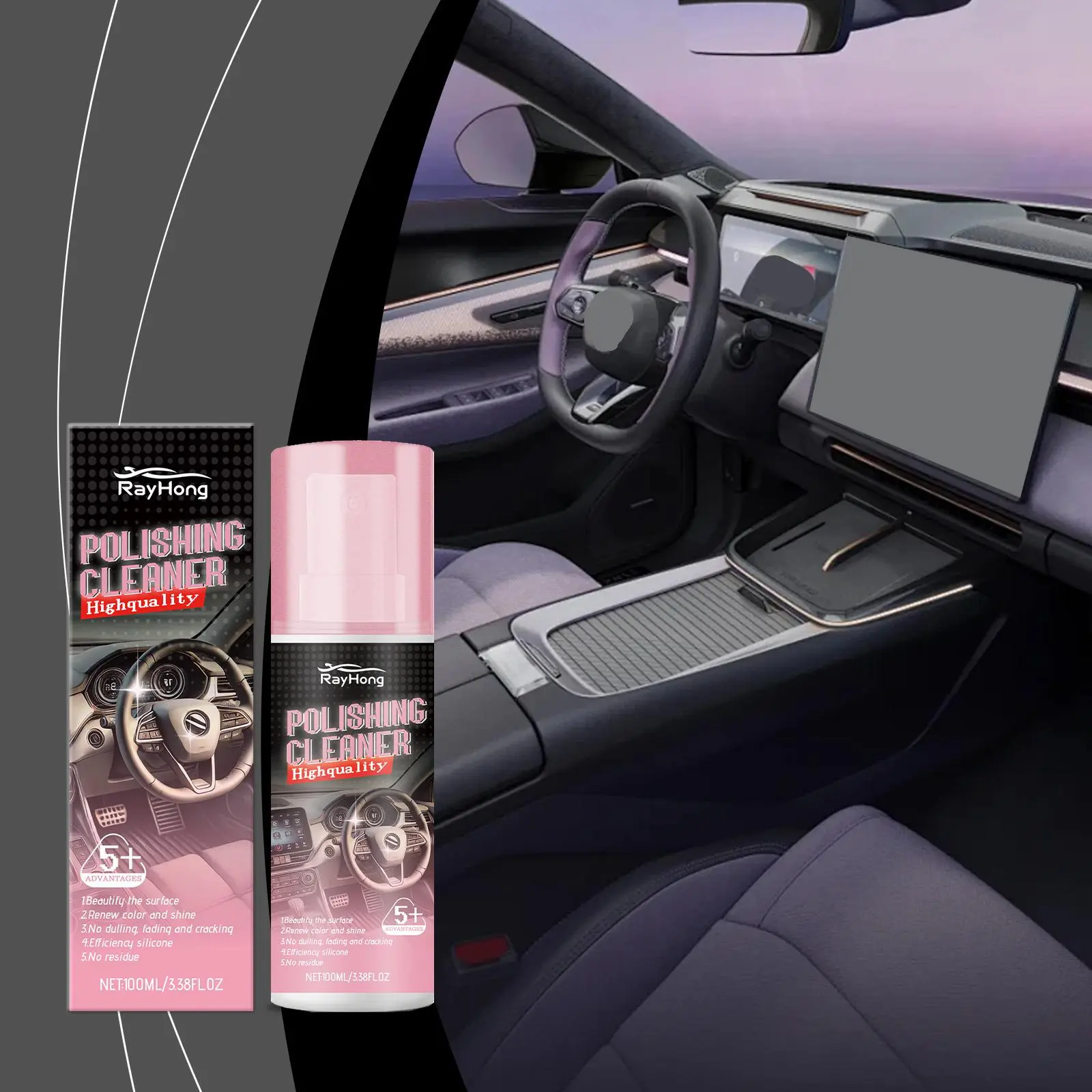 Rayhong Automotive Interior Polishing Agent, Automotive Leather Interior Maintenance, Cleaning, Care, Polishing And Refurbishment Agent