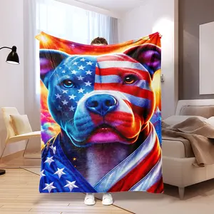 Cool Bulldog Fleece Blanket with Colorful Print, Soft Skin-Friendly Fabric, Fits Sofa and Bed, All-Season Use, Hypoallergenic and Easy to Clean