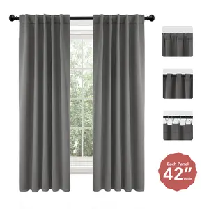 Deconovo 42W Plain Curtains 2 Panels Thermal Insulated Back Tab and Rod Pocket Room Darkening