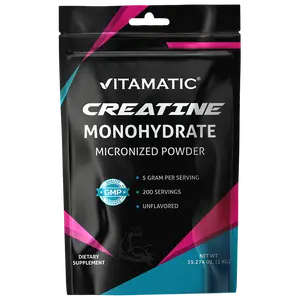 Vitamatic Creatine Monohydrate Powder – 5000 mg Per Serving, 1 kg, Unflavored, Micronized Creatine Supplement, Vegan, Non-GMO, Gluten Free