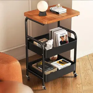 Three-Tier Rolling Storage Cart with Wheels, Durable Plastic Organizer for Home Office Outdoor Use, Multi-Purpose Shelf for Books Toys, Furniture Storage