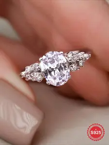 1 Pc Shining Horse Eye Shaped Zircon Engagement Rings For Women Real S925 Sterling Silver Eternal Ring Promise Wedding Ring Luxury Ladies Fine Jewelry Anniversary Gift Girlfriend Gift Birthday Gift Dating Gift Valentine's Day Gifts