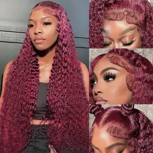 LRV Hair 13x4 Lace Front Deep Wave Wig 150% Density 100% Human Hair Wig Natural Black & 1B/30 & #4 Chocolate Color Hairline 18-30 Inch Available