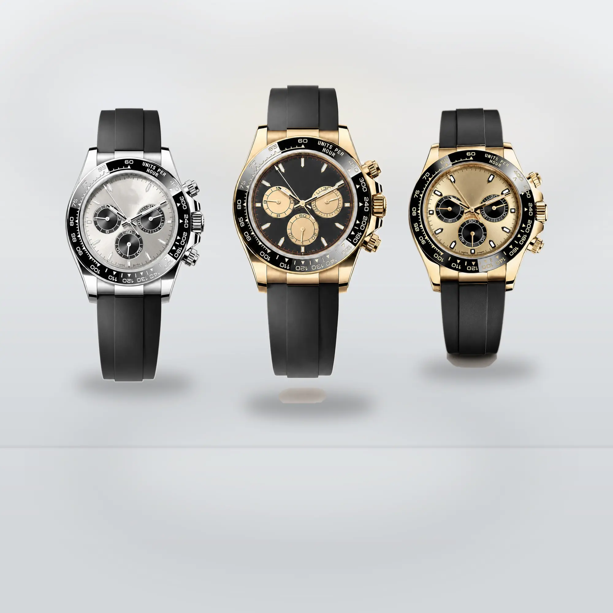 Chronograph Style Watch with Black Rubber Strap, Three Subdial Analog Sport Dress Watch for Men