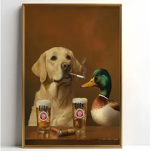 Labrador with Mallard Wall Art Unframed - Home Decor Trendy Retro Wall Art
