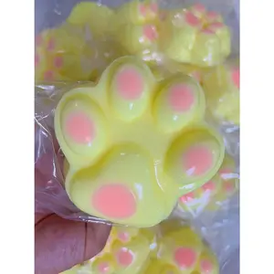 Cream Blush Oversized Cat Paw Squishy, Water-Feel Silicone Slow Rebound Stress Relief Toy, Soft Squeeze Fidget Toy for Anxiety Relief, Cute Paw Squishies for Adults