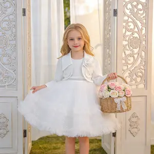 6126 (Dress + Coat) Red Sequin Formal Dress for Girls suitable for holidays piano recitals proms and anniversaries