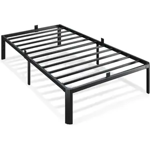 Metal Bed Frame  Size, 14 Inch 3500 lbs Heavy Duty Platform Bed Frames Steel Slats Noise Free No Box Spring Needed, Easy Assemble Sturdy Bedframe Rounded Corner with Storage and Mattress Retainers