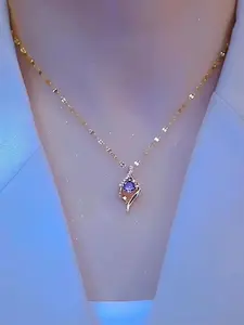 Elegant Zircon Devil Eye Pendant Necklace, Simple Design Women's Daily Wear Jewelry, Versatile and Stylish Accessory, High End Necklace