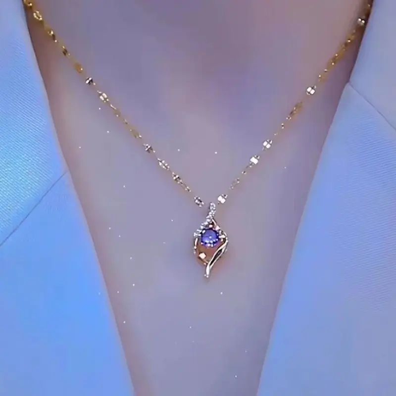 Elegant Zircon Devil Eye Pendant Necklace, Zircon Gemstone Necklace, Zircon Stones Necklace, Simple Design Women's Daily Wear Jewelry, Versatile and Stylish Accessory, High End Necklace