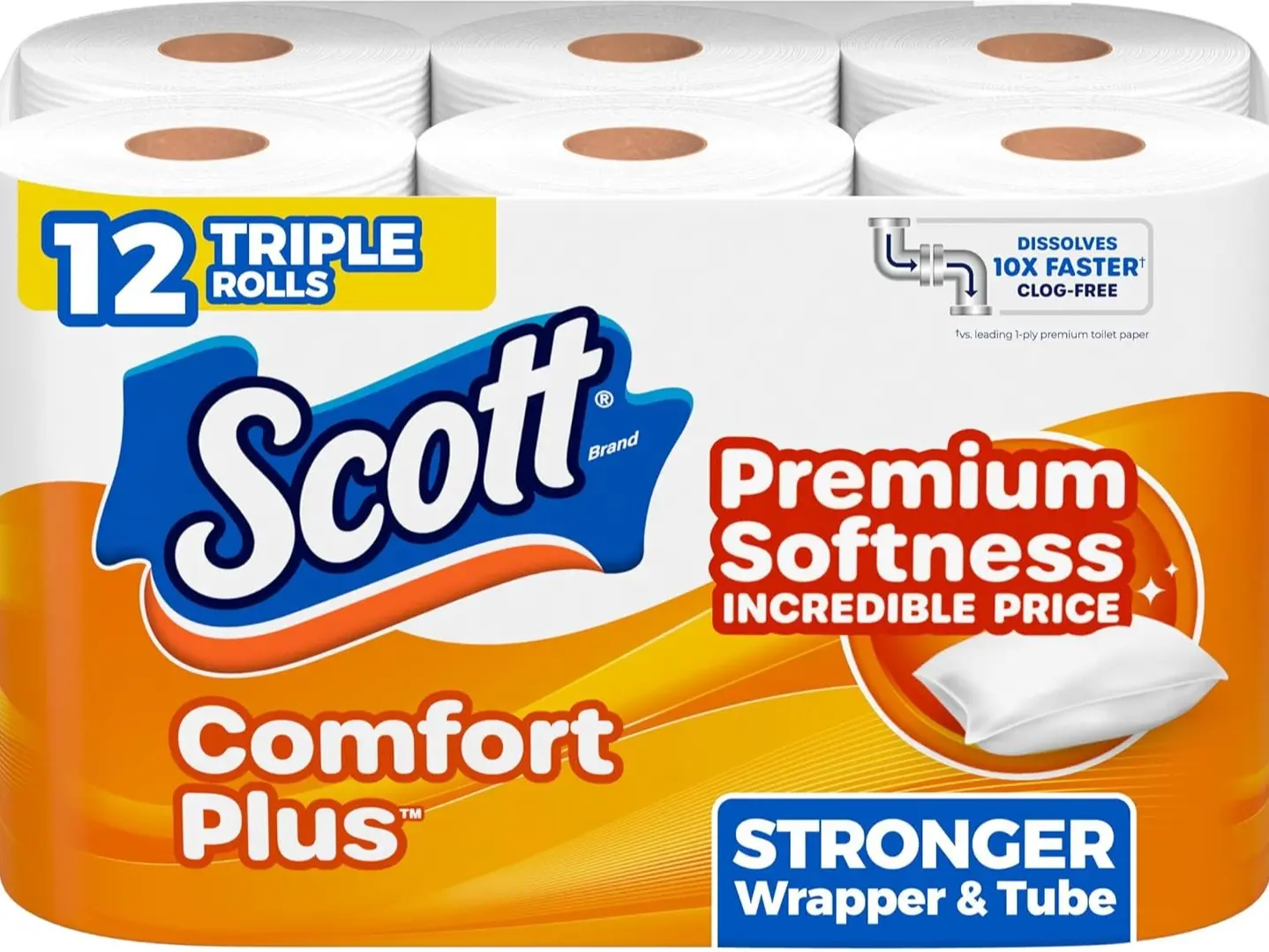 12 Triple Roll Toilet Paper, 231 Sheets per Roll, 1-Ply Bathroom Tissue for Home and Restroom Use