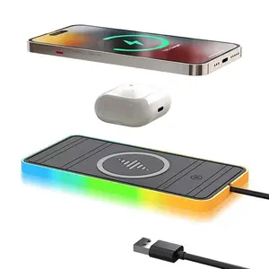 Wireless Charging Pad for Car Silicone Non Slip Charging Pad RGB Light Car Phone Charger Fast Charging Station for iPhone 17 16 15 14 13 12 Pro Max Samsung