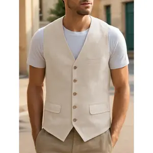 Men's Slim Fit Suit Vest,Wool Blend Business Waistcoat,Groom Wedding Outfit for Various OccasionsRetro Fashion Edition