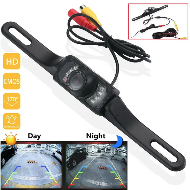 License Plate Rearview Camera, 7 LED 170° Wide Angle Rear View Reverse Camera DC 12V Waterproof Car LED License Plate Reaview Reverse Parking Camera Backup Night Vision Camera