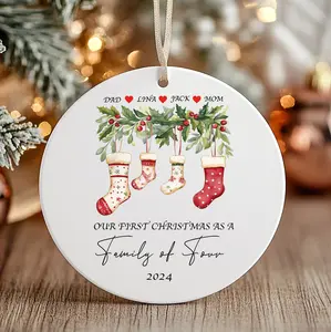 Personalized Family of 4 - Family Ornament, Custom Family Christmas Tree Ornament With Names And Year, New Family Christmas Gift 2024